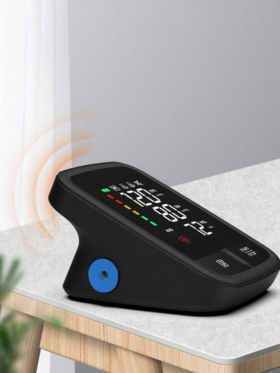 جهاز قياس ضغط الدم عن طريق الذراع قابل لإعادة الشحن - شاشة LED رقمية، سوار للبالغين 22-32 سم
